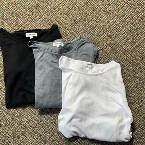 GINIKANA Women's Long Sleeve Maternity Tops - Set of 3, Black, Gray, and White